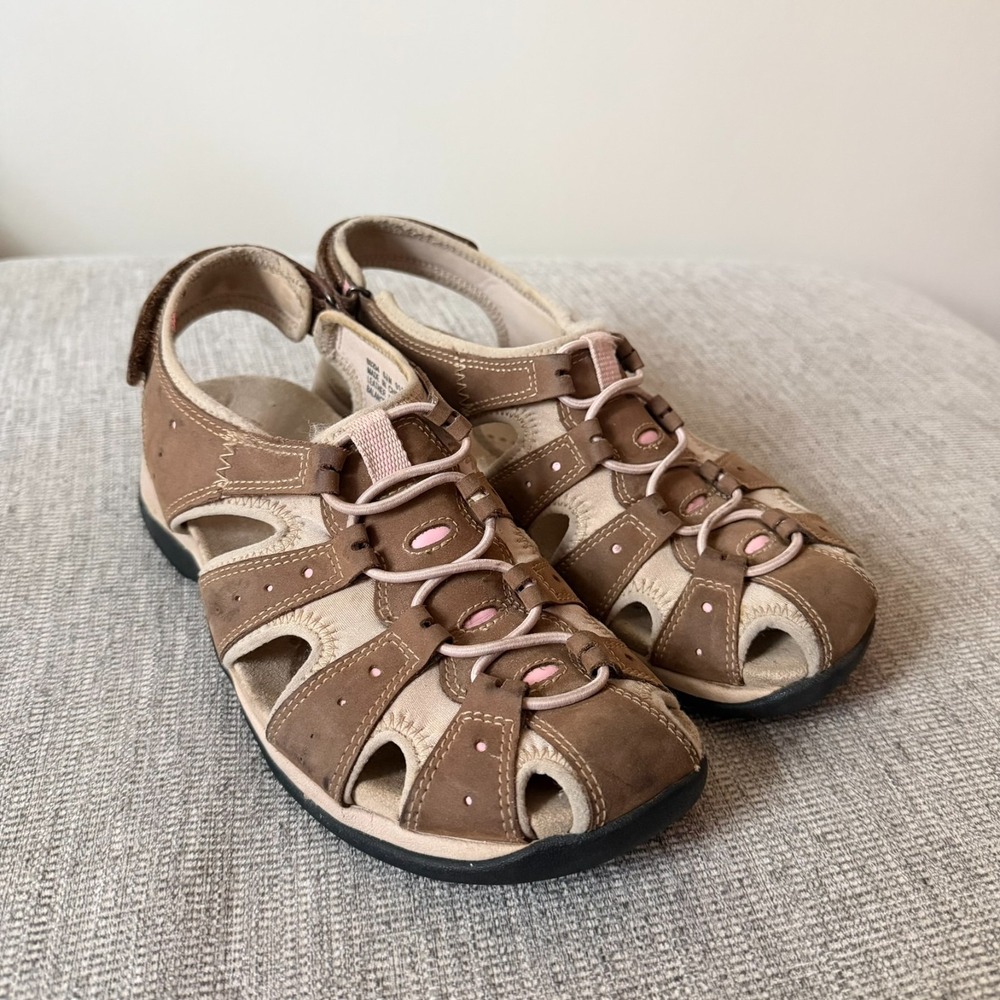 Clarks Springers Sandals Womens 6.5 M Fisherman‎ Brown Leather Comfort Low Top